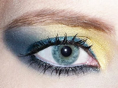 Make up eyeshadow ideas in yellow and blue