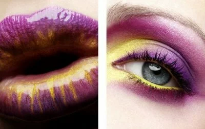yellow purple spring makeup