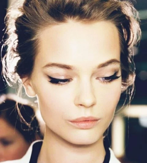 elegant fresh makeup style with cat eyeliner 2015