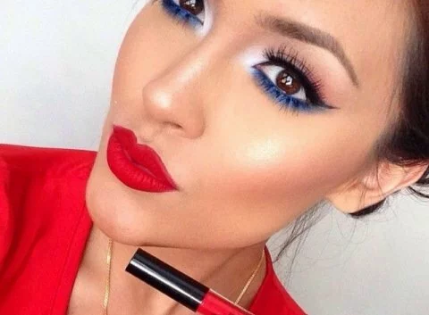 blue red 4th of july makeup 2015